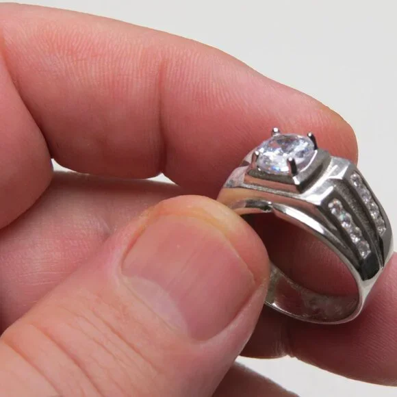 *925 Sterling Silver Diamond Men's Ring